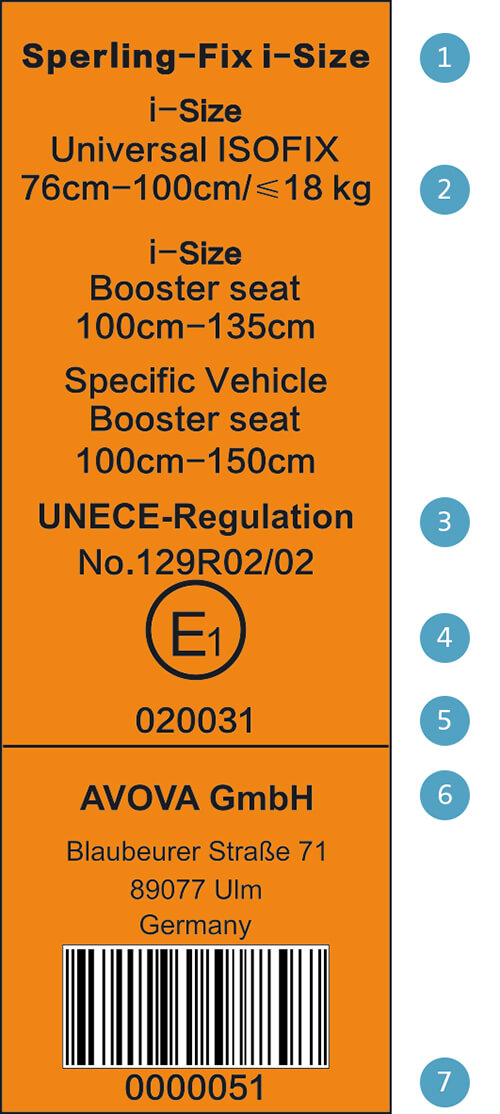 Child Car Seat Approval Label